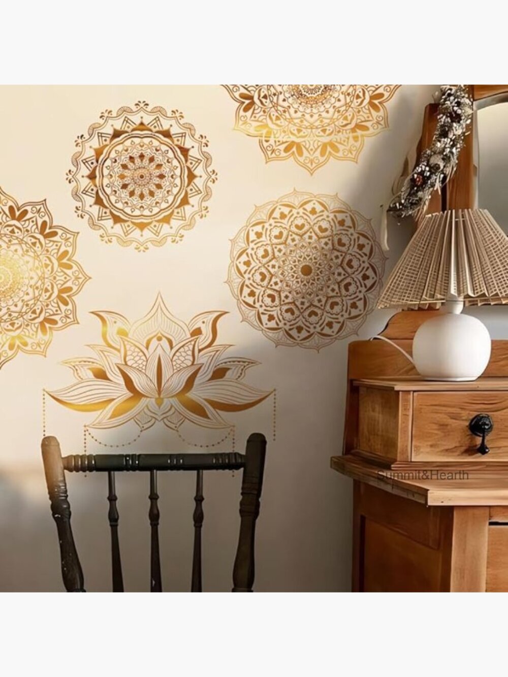 Large Mandala Wall Decal Peel and Stick Floral Lotus Home Decor